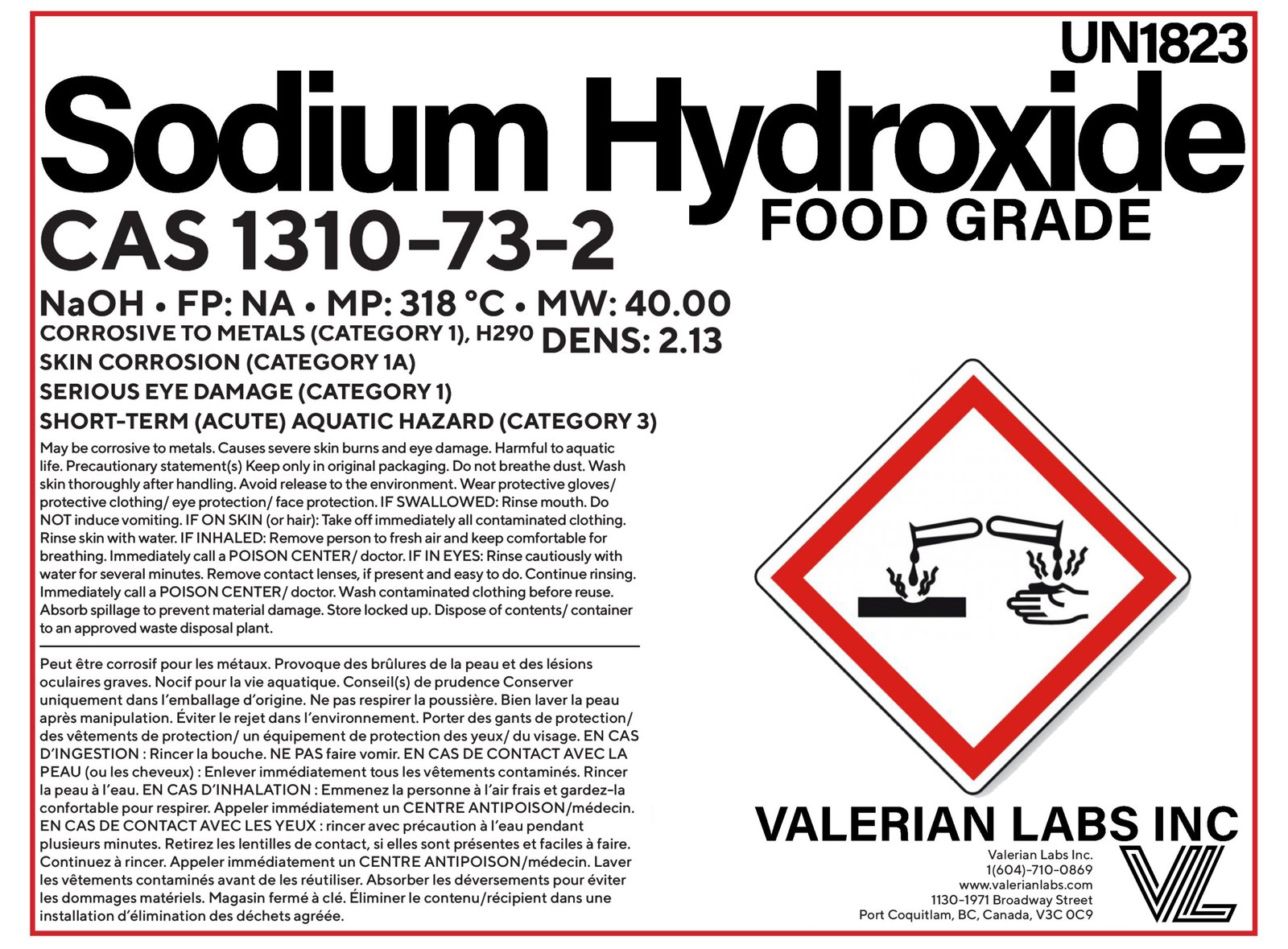 Sodium Hydroxide (Food Grade)